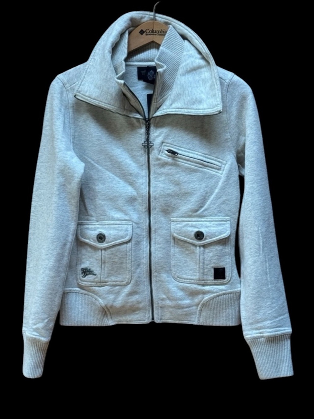 NWT Harley-Davidson Off-White/Gray Zip Sweater Jacket